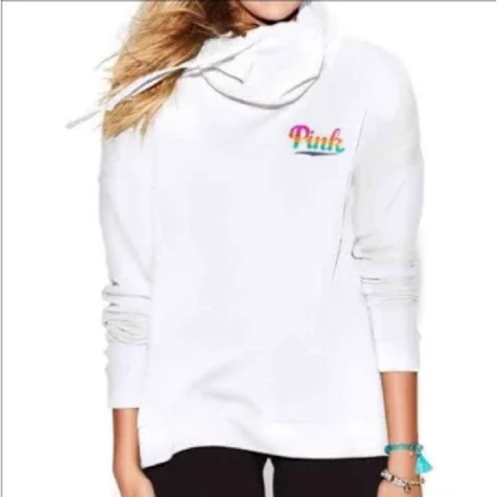 PINK Rainbow Logo Cowlneck - Size: L